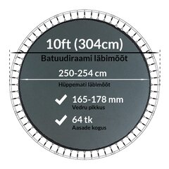 Batuudi hüppematt Active24 10ft, 304cm, 10-64/178 цена и информация | Батуты | kaup24.ee