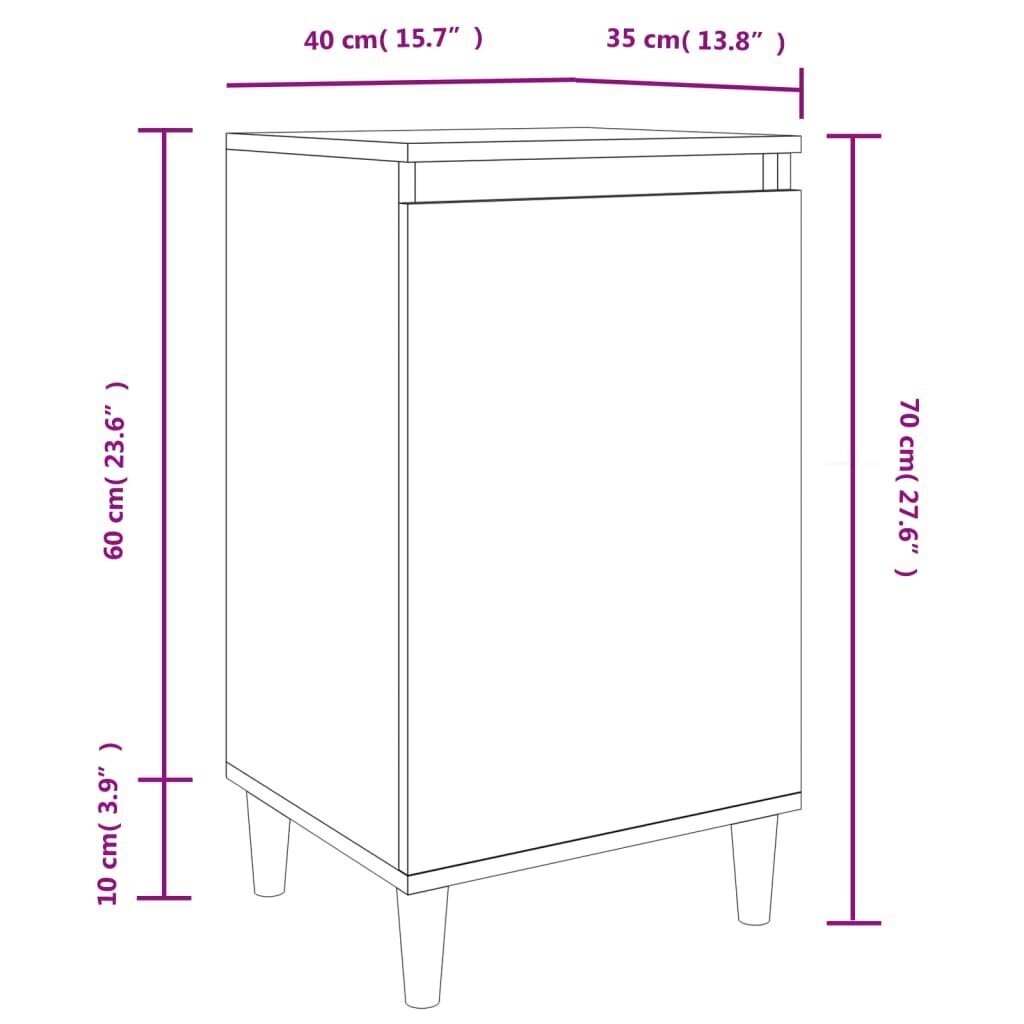 vidaXL öökapp, valge, 40 x 35 x 70 cm, tehispuit hind ja info | Öökapid | kaup24.ee