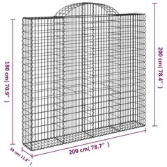 vidaXL kaarekujulised gabioonkorvid 8 tk, 200x30x180/200 cm, raud hind ja info | Aiad ja tarvikud | kaup24.ee