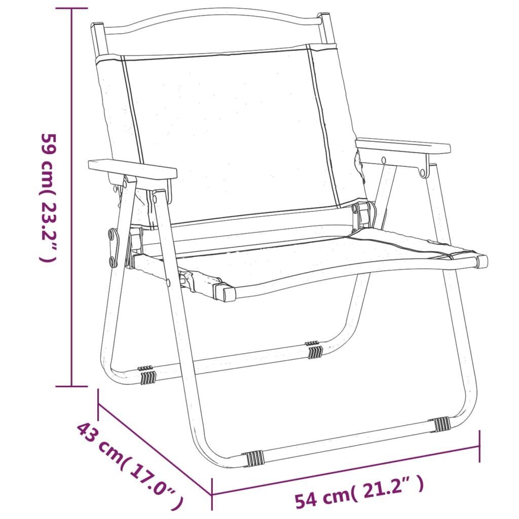 vidaXL matkatoolid 2 tk, roheline, 54 x 43 x 59 cm, oxford-kangas hind ja info | Aiatoolid | kaup24.ee