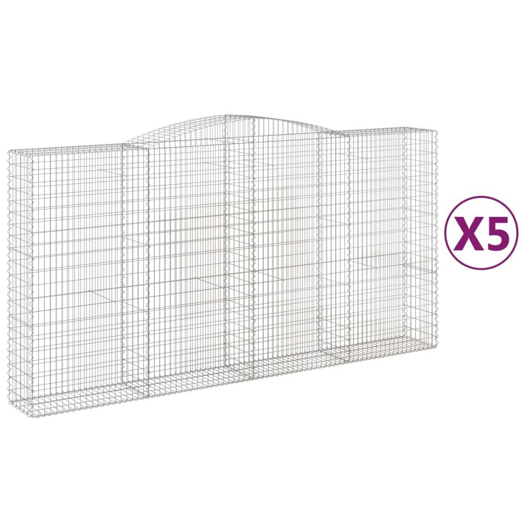 vidaXL kaarekujulised gabioonkorvid 5 tk, 400 x 50 x 200/220 cm, raud hind ja info | Aiad ja tarvikud | kaup24.ee