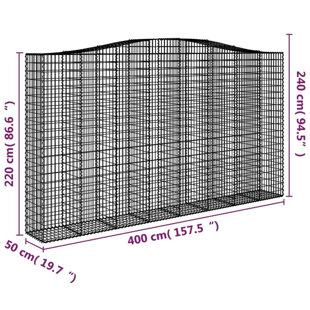 vidaXL kaarekujulised gabioonkorvid 6 tk, 400x50x220/240 cm, raud цена и информация | Aiad ja tarvikud | kaup24.ee