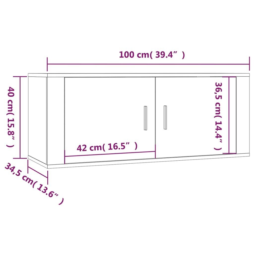 vidaXL seina telerikapid 3 tk, betoonhall, 100x34,5x40 cm цена и информация | TV alused | kaup24.ee