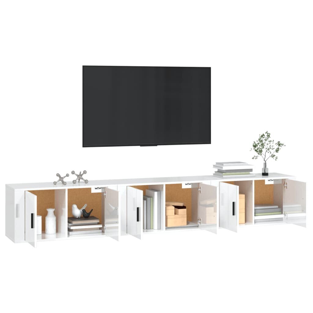 vidaXL seina telerikapid, 3 tk, kõrgläikega valge, 80x34,5x40 cm цена и информация | TV alused | kaup24.ee