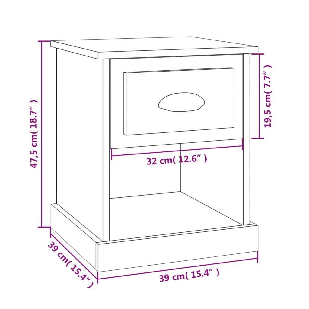 vidaXL öökapp, hall Sonoma tamm, 39x39x47,5 cm, tehispuit hind ja info | Öökapid | kaup24.ee