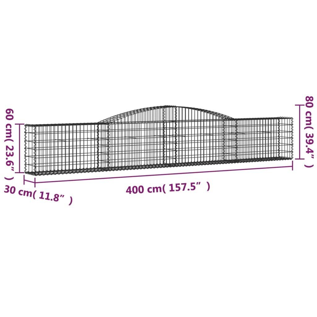 vidaXL kaarekujulised gabioonkorvid 6 tk, 400x30x60/80 cm, raud hind ja info | Aiad ja tarvikud | kaup24.ee