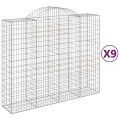 vidaXL kaarekujulised gabioonkorvid 9 tk, 200x50x160/180 cm, raud hind ja info | Aiad ja tarvikud | kaup24.ee