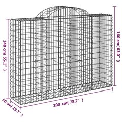 vidaXL kaarekujulised gabioonkorvid 8 tk, 200x50x140/160 cm, raud hind ja info | Aiad ja tarvikud | kaup24.ee