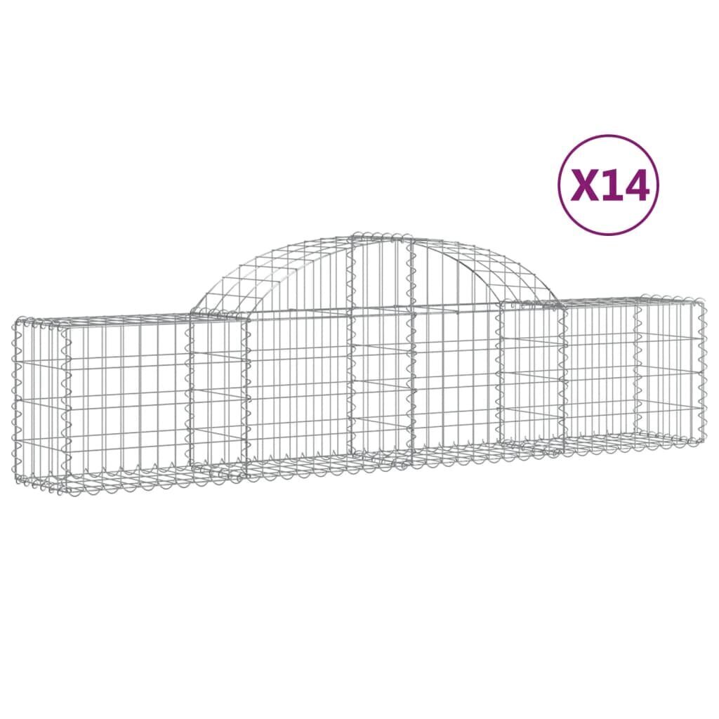 vidaXL kaarekujulised gabioonkorvid 14 tk, 200x30x40/60 cm, raud цена и информация | Aiad ja tarvikud | kaup24.ee