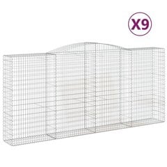 vidaXL kaarekujulised gabioonkorvid 9 tk, 400x50x180/200 cm, raud цена и информация | Заборы и принадлежности к ним | kaup24.ee