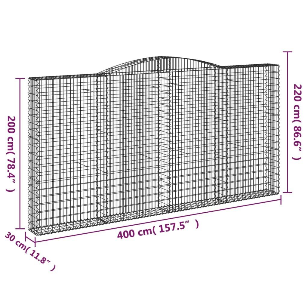 vidaXL kaarekujulised gabioonkorvid 7 tk, 400x30x200/220 cm, raud hind ja info | Aiad ja tarvikud | kaup24.ee