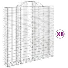 vidaXL kaarekujulised gabioonkorvid 8 tk, 200x30x200/220 cm, raud цена и информация | Заборы и принадлежности к ним | kaup24.ee