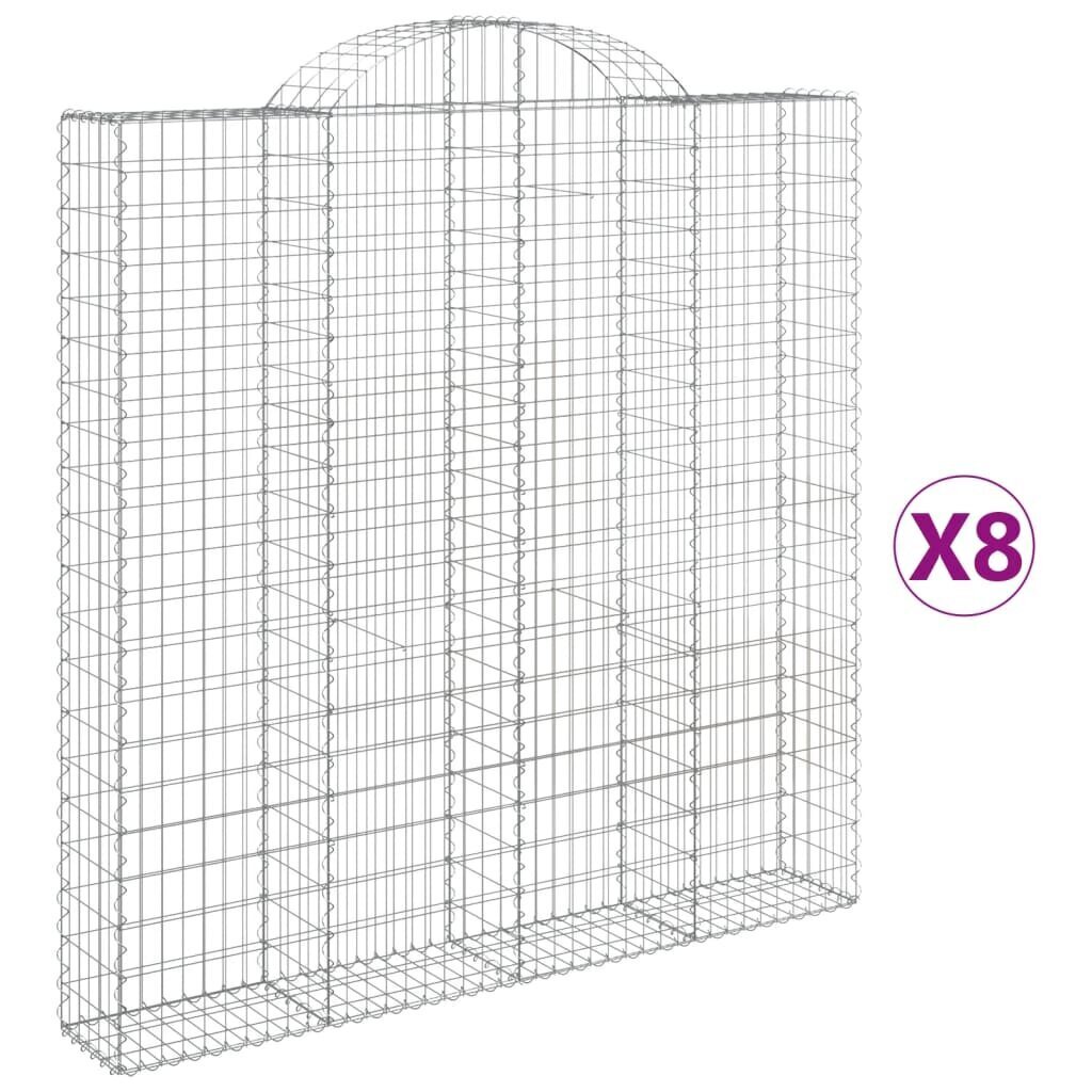 vidaXL kaarekujulised gabioonkorvid 8 tk, 200x30x200/220 cm, raud цена и информация | Aiad ja tarvikud | kaup24.ee