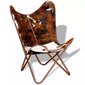 vidaXL liblikakujuline tool, pruun ja valge, ehtne veisenahk hind ja info | Tugitoolid ja tugitoolvoodid | kaup24.ee
