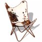 vidaXL liblikakujuline tool, pruun ja valge, ehtne veisenahk hind ja info | Tugitoolid ja tugitoolvoodid | kaup24.ee