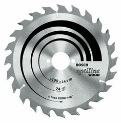 Пильный диск Bosch Optiline Wood, 190 мм цена и информация | Пилы, циркулярные станки | kaup24.ee