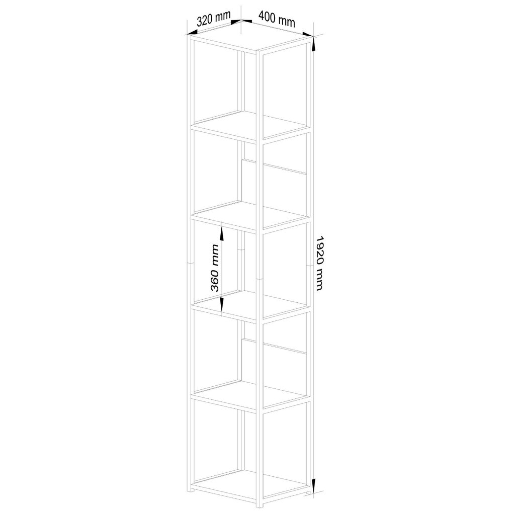 Metallist raamaturiiul, 40 cm, must/pruun hind ja info | Riiulid | kaup24.ee