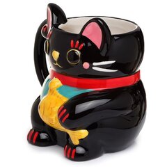 Kruus Maneki Neko Cat Happiness, must цена и информация | Оригинальные кружки | kaup24.ee