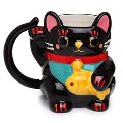 Кружка Maneki Neko Кошка Счастье черная цена и информация | Оригинальные кружки | kaup24.ee