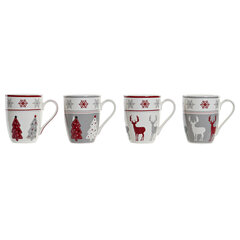 Кружка Mug DKD Home Decor Фарфор Красный Серый Белый (340 ml) (4 штук) цена и информация | Стаканы, фужеры, кувшины | kaup24.ee