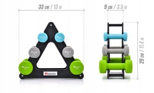 Комплект гантелей 1/2/3кг + стойка цена и информация | Грузы, гантели, грифы | kaup24.ee