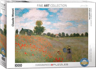 Pusle Eurographics, 6000-0826 ® Poppy Field by Claude Monet hind ja info | Pusled | kaup24.ee