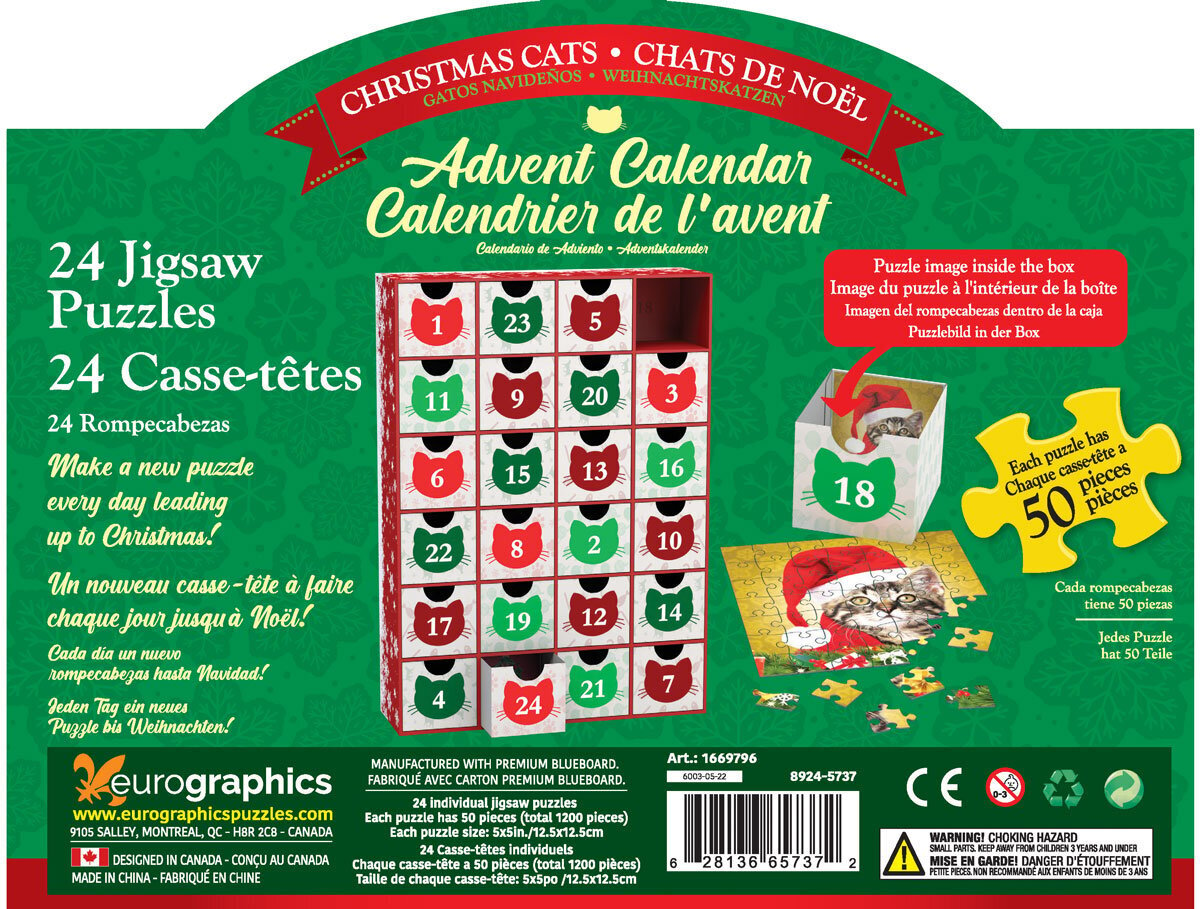 Pusle Eurographics, 8924-5737, Christmas Cats, Advent Calendars, 1200 tk hind ja info | Pusled | kaup24.ee