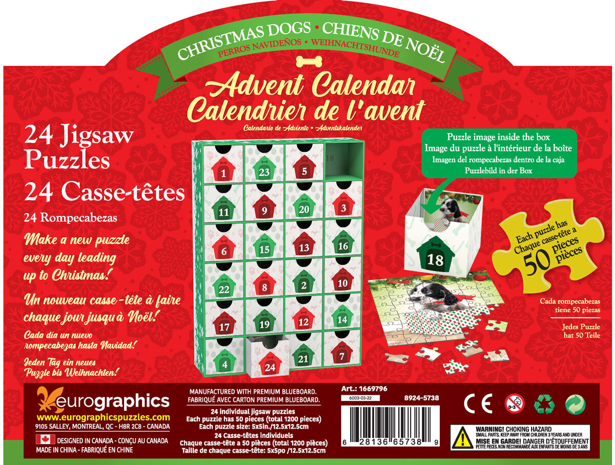 Pusle Eurographics, 8924-5738, Christmas Dogs, Advent Calendars, 1200 tk hind ja info | Pusled | kaup24.ee