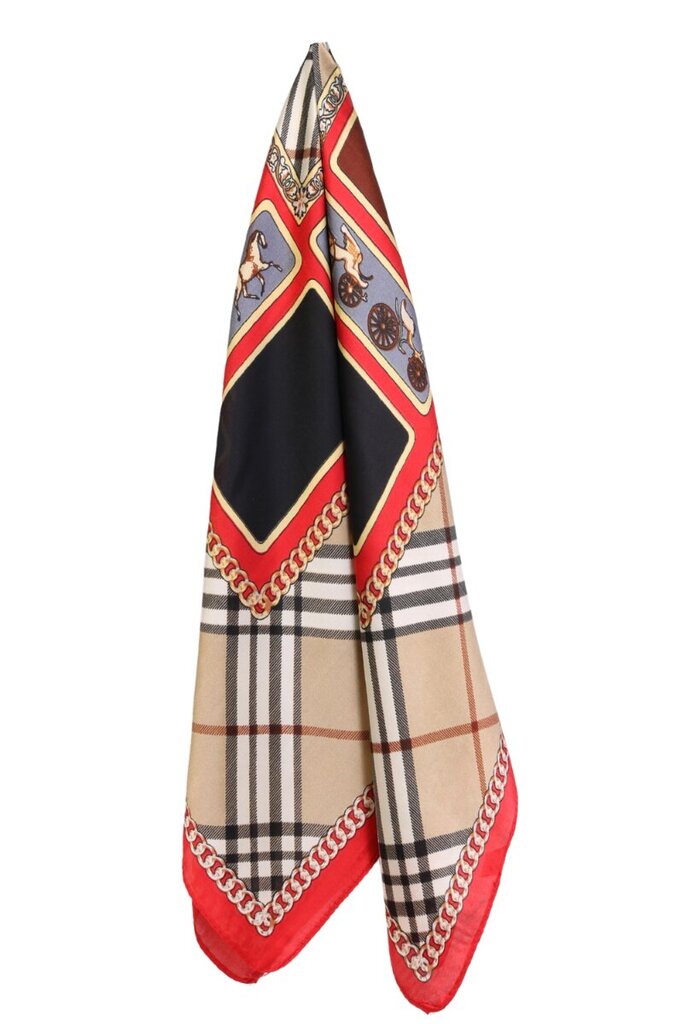 VERNAZZA punaste servadega ruuduline kaelarätik SCARF053-ONE SIZE hind ja info | Naiste sallid | kaup24.ee