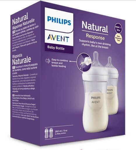 Pudelid Philips Avent Natural Response SCY903/02, 260 ml, 2 tk цена и информация | Lutipudelid ja aksessuaarid | kaup24.ee