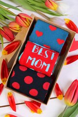 Best Mom emadepäeva kinkekarp 3 sokipaariga Mommy+Purelove+Summerblu-36-40 hind ja info | Naiste sokid | kaup24.ee