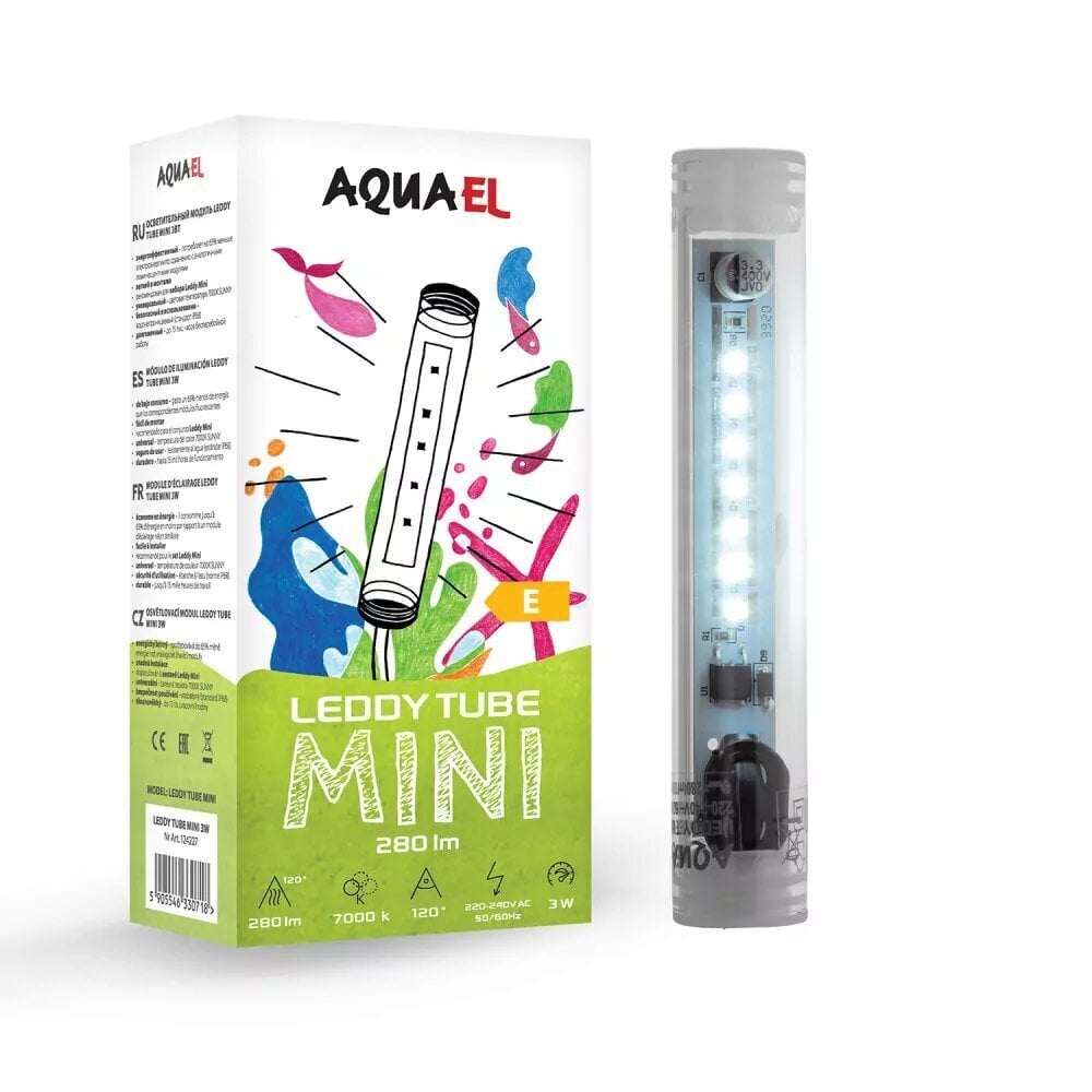 Akvaariumi valgustus Aquael Leddy Tube Mini Sunny LED, 3 W цена и информация | Akvaariumid ja seadmed | kaup24.ee