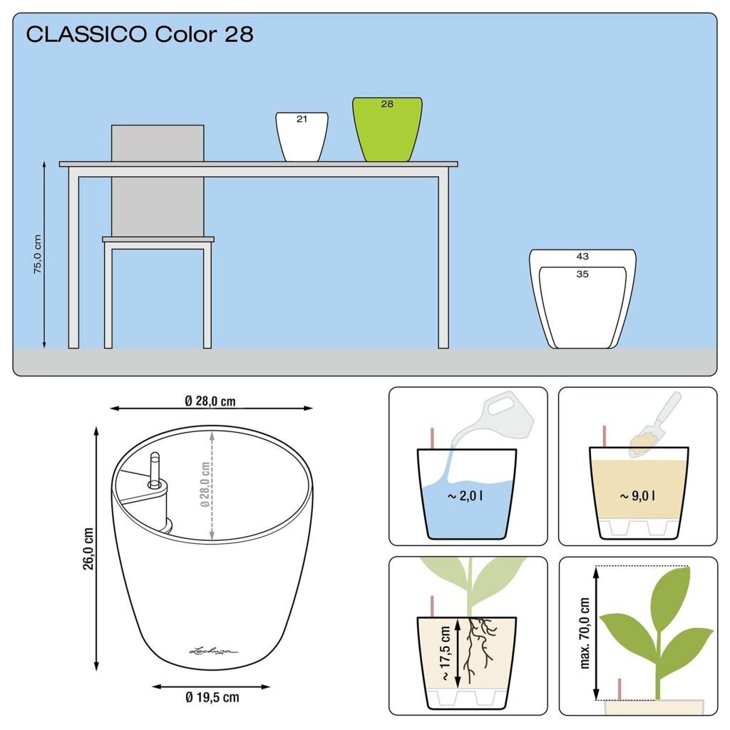 Lillepott Lechuza Classico Color 28, pruun hind ja info | Dekoratiivsed lillepotid | kaup24.ee