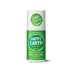 Happy Earth 100% looduslik värskendava kurgi ja matcha lõhnaga deodorant roll-on, 75ml цена и информация | Дезодоранты | kaup24.ee