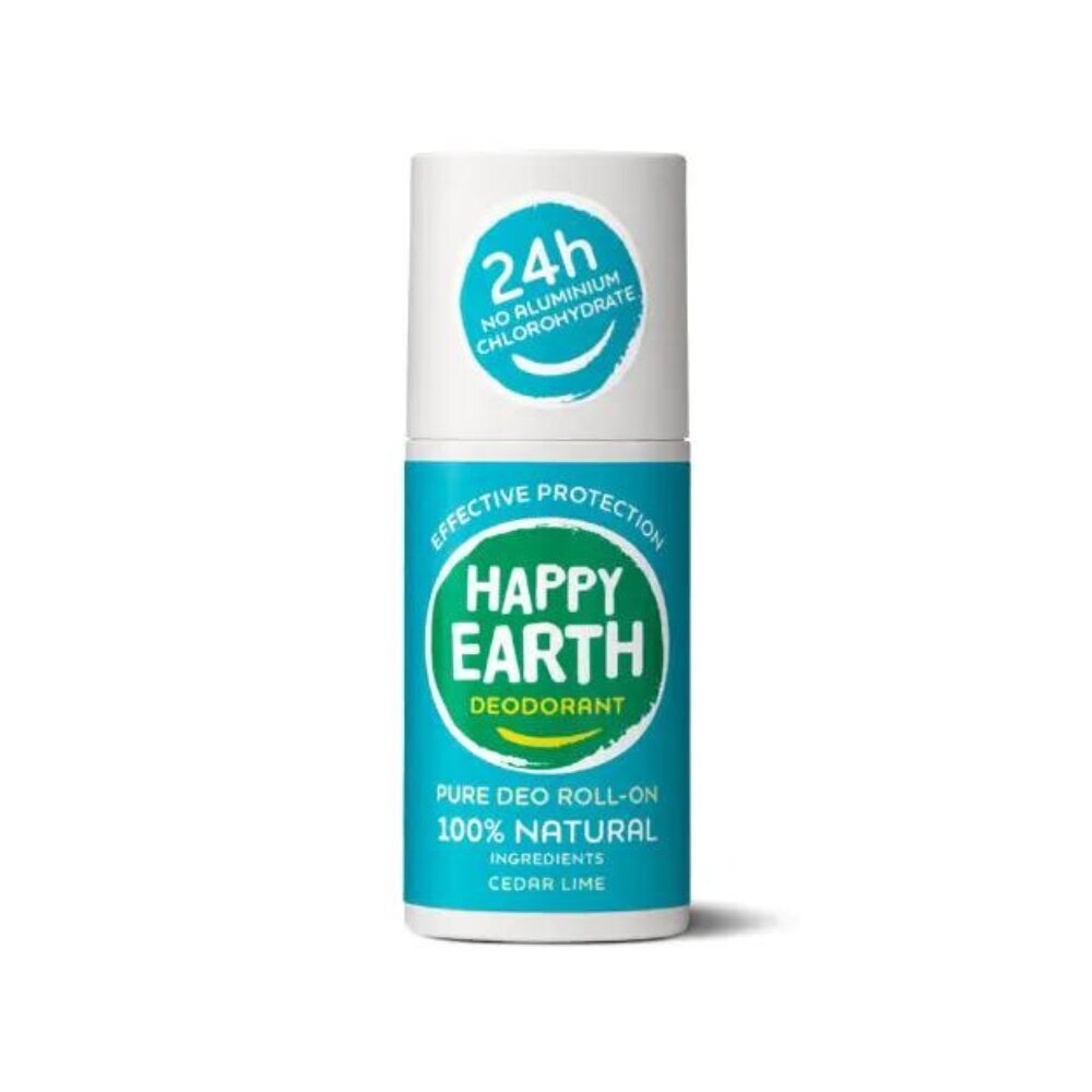 Happy Earth 100% looduslik värskendava laimi ja seedri lõhnaga deodorant roll-on, 75ml hind ja info | Deodorandid | kaup24.ee