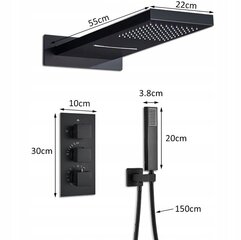 Krohvipealne dušisüsteem termostaadiga Silla S-1159B, Black hind ja info | Komplektid ja dušipaneelid | kaup24.ee