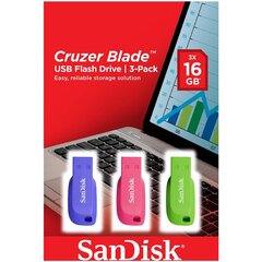 Mälupulk SanDisk ‎SDCZ50C-016G-B46T Sinine Roosa Roheline 16 GB hind ja info | Mälupulgad | kaup24.ee