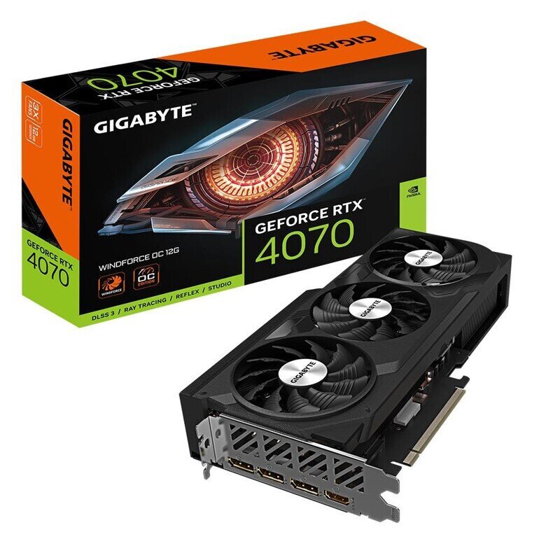 Gigabyte GeForce RTX 4070 Windforce OC 12G (GV-N4070WF3OC-12GD) hind ja info | Videokaardid (GPU) | kaup24.ee