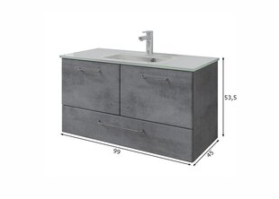 Шкаф под раковину и стеклянная раковина 945 темно-серый цена и информация | Шкафчики для ванной | kaup24.ee