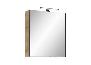 Зеркальный шкаф с LED-светильником 03-I дуб цена и информация | Шкафчики для ванной | kaup24.ee