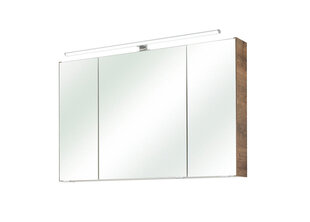 Зеркальный шкаф с LED-светильником 66-II дуб цена и информация | Шкафчики для ванной | kaup24.ee