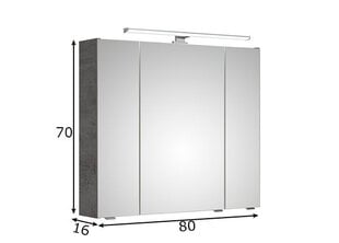 Peegelkapp 66-II led-valgustusega tumehall цена и информация | Шкафчики для ванной | kaup24.ee