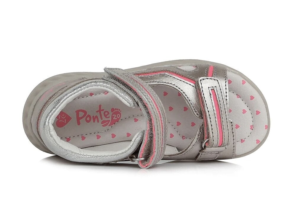 Tüdrukutele nahast sandaalid Ponte20 DA05-1-356C, Silver hind ja info | Laste sandaalid | kaup24.ee