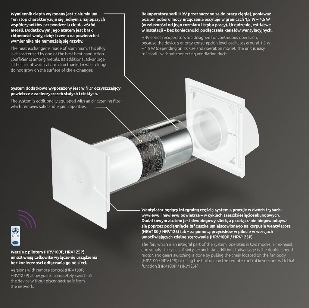 Minirekuperaator Awenta HRV100P цена и информация | Õhksoojuspumbad, konditsioneerid | kaup24.ee