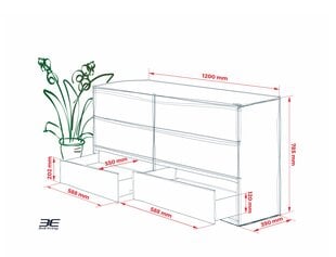 Kummut 3xEliving DEMI 6 sahtliga 120 cm, Värvus: Antratsiit/Tamm Lancelot hind ja info | Kummutid | kaup24.ee