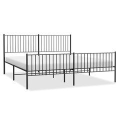 vidaXL metallist voodiraam peatsi ja jalutsiga, must, 193x203 cm цена и информация | Кровати | kaup24.ee