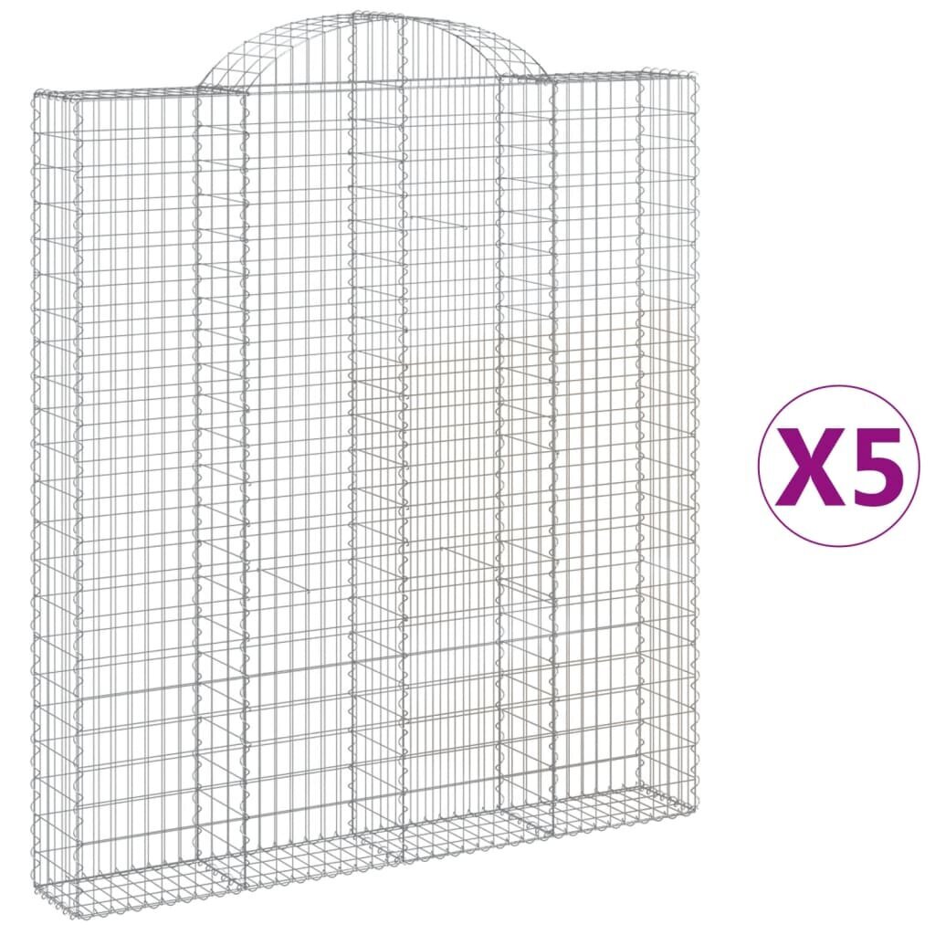 vidaXL kaarekujulised gabioonkorvid 5 tk, 200x30x220/240 cm, raud hind ja info | Aiad ja tarvikud | kaup24.ee