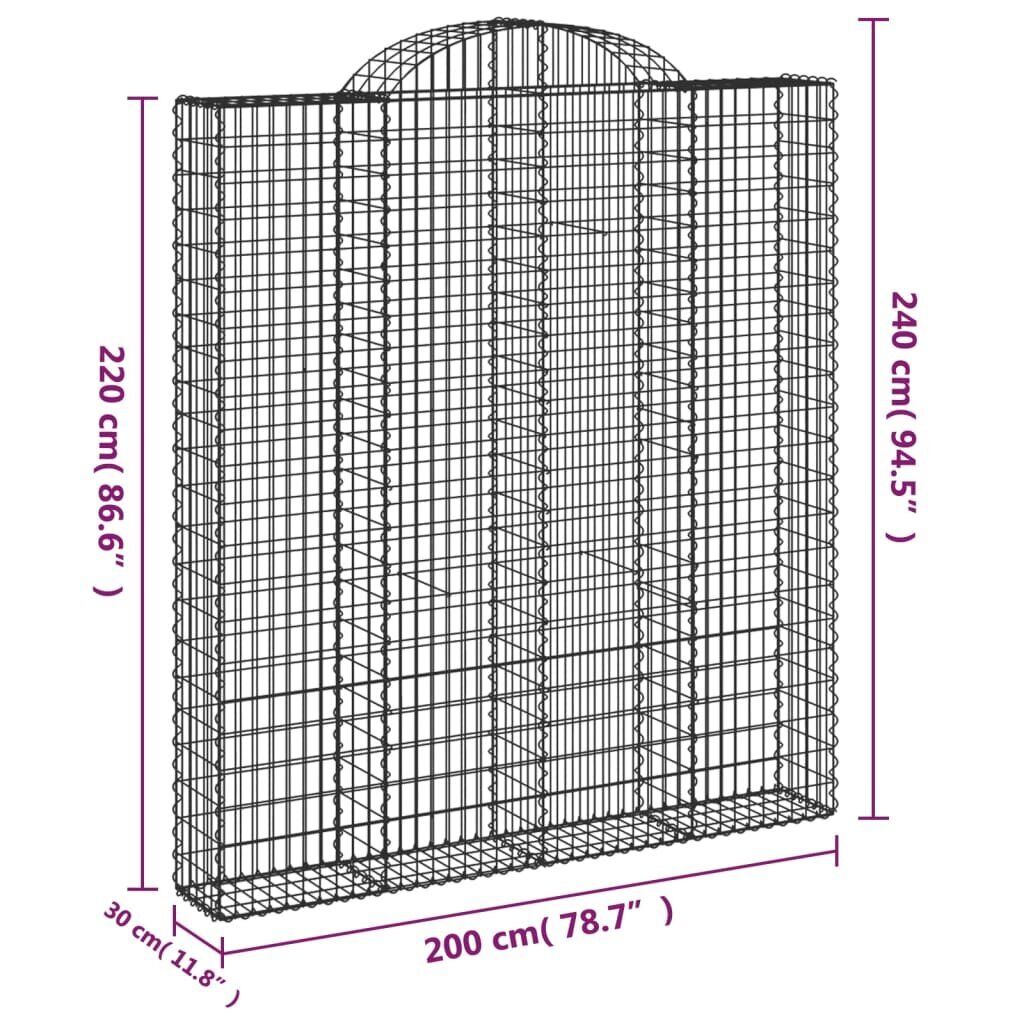 vidaXL kaarekujulised gabioonkorvid 5 tk, 200x30x220/240 cm, raud hind ja info | Aiad ja tarvikud | kaup24.ee