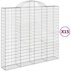 vidaXL kaarekujulised gabioonkorvid 15 tk, 200x50x180/200 cm, raud hind ja info | Aiad ja tarvikud | kaup24.ee