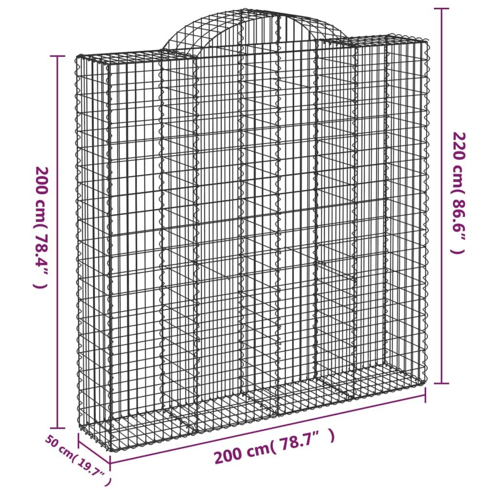 vidaXL kaarekujulised gabioonkorvid 5 tk, 200x50x200/220 cm, raud hind ja info | Aiad ja tarvikud | kaup24.ee